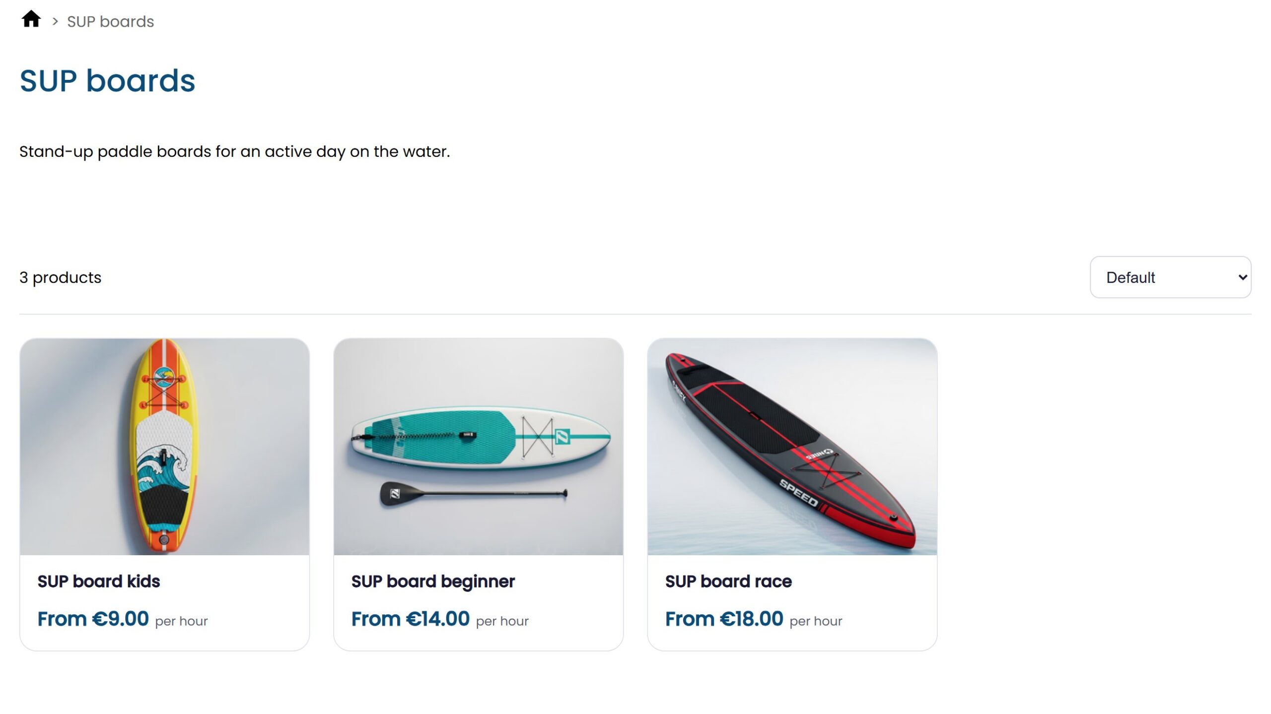 Boutique de démo BlueDock, SUP La boutique de démo BlueDock avec des planches de SUP