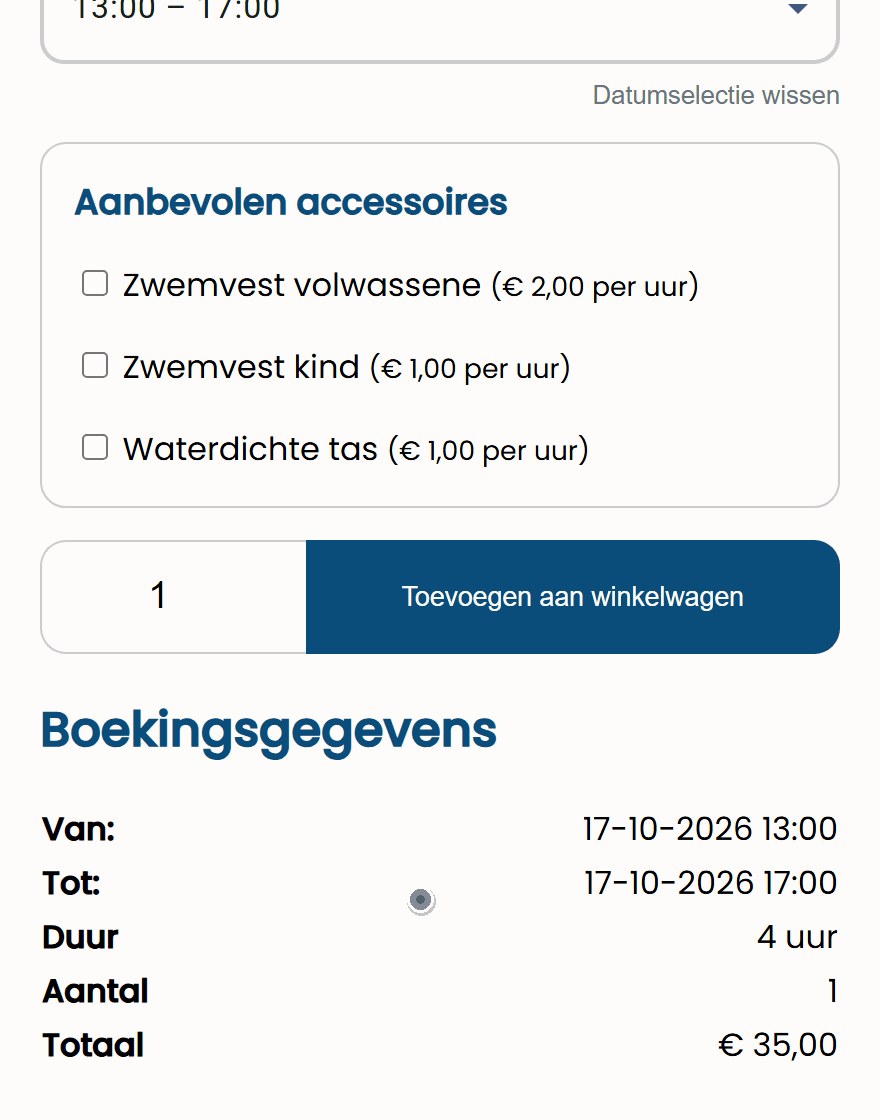 supverhuur tandem nl stil Productpagina van een Canadese kano: de starttijden van 09:00 tot 12:00 staan op volgeboekt, de klant kiest 13:00 tot 17:00